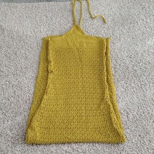 Crochet Halter Knit Skirt Set in Mustard Yellow